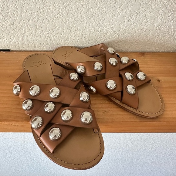 Marc Fisher Ltd Women's Raidan Stud Leather Sandals - Brown - Size 7 - Picture 4 of 5